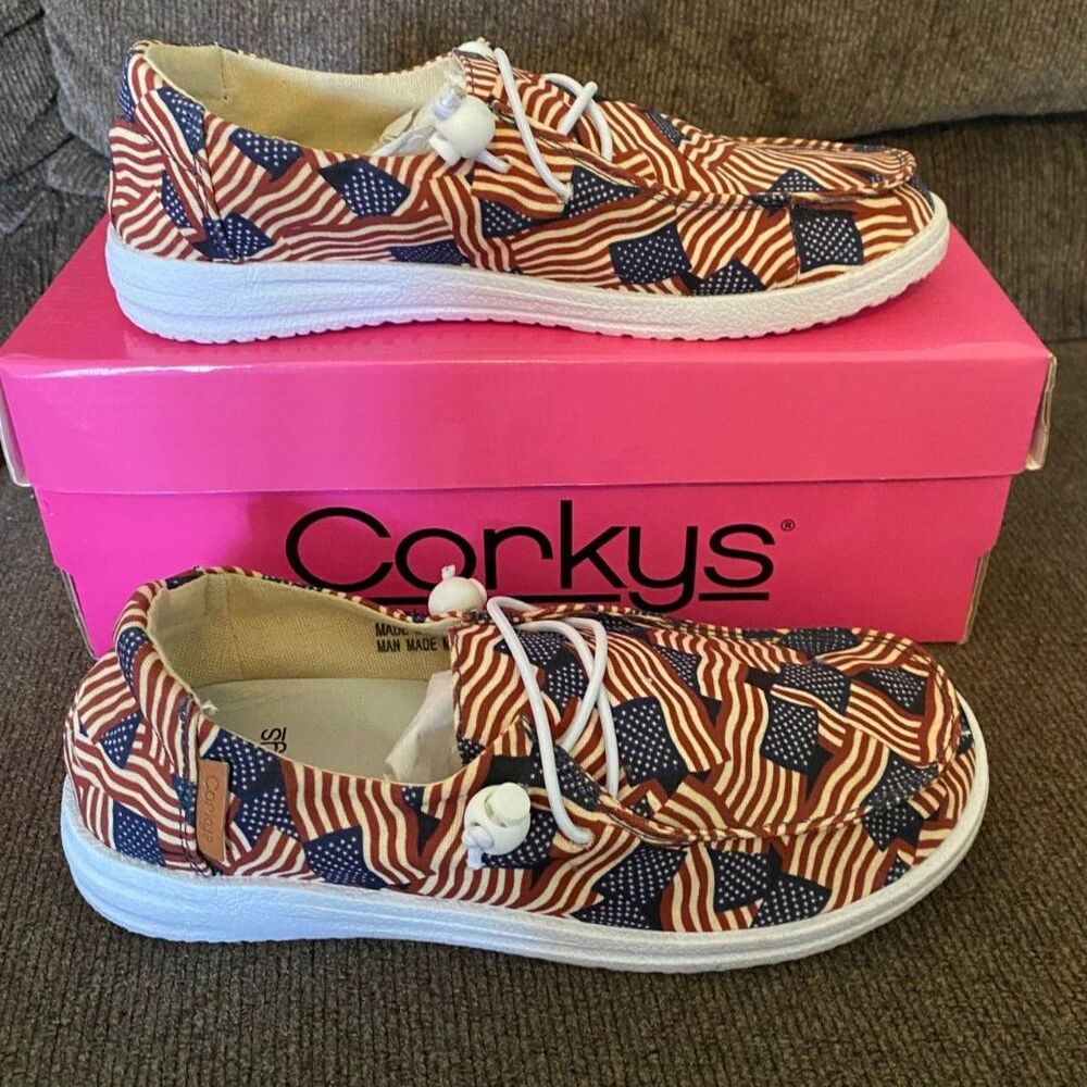 Corky's Kayak Flag Slip-On Shoes Size 7